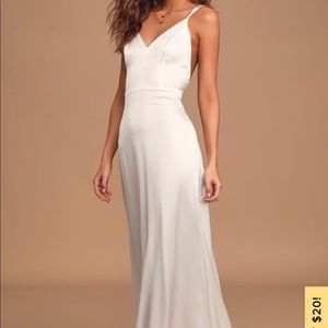 Lulus Bridal Collection Backless Satin Maxi Dress